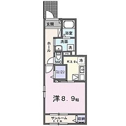 グラス 1Kの間取図画像