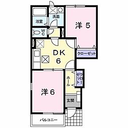 ラ・プラージュミューズ 2DKの間取図画像