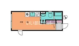 京急本線 花月総持寺駅 徒歩3分の賃貸マンション 4階ワンルームの間取り