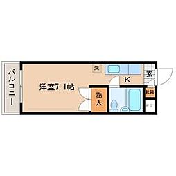 BAU銀杏町 305 3階ワンルームの間取り