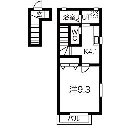 MEZY南仙北 2階1Kの間取り