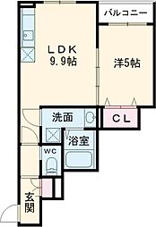 アリビオ泉佐野 1LDKの間取図画像