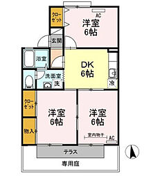 ドミール屋島A 3DKの間取図画像