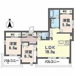 モンタージュ政所 2階3LDKの間取り