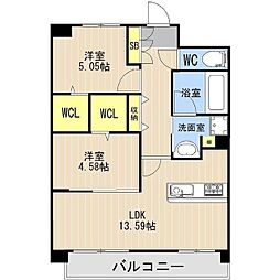 LIBTH光の森II 2LDKの間取図画像