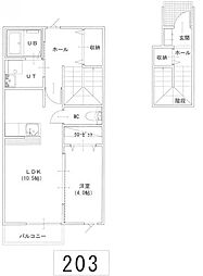 JR東北本線 矢幅駅 徒歩29分の賃貸アパート 2階1LDKの間取り