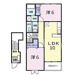 カルムメゾンB 2LDKの間取図画像
