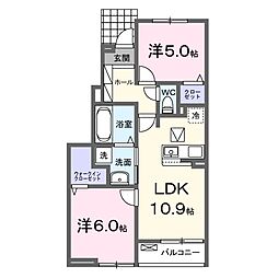 グリーン・ベルI 2LDKの間取図画像
