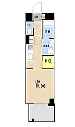 JR鹿児島本線 博多駅 徒歩17分の賃貸マンション 6階ワンルームの間取り