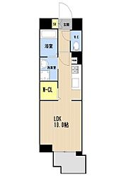 JR鹿児島本線 博多駅 徒歩17分の賃貸マンション 10階ワンルームの間取り