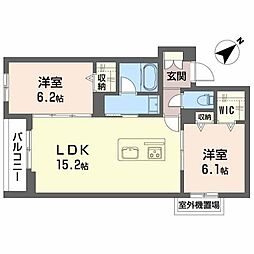 JR東海道本線 浜松駅 徒歩10分の賃貸マンション 2階2LDKの間取り