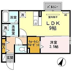 ブランズ魚津A 1LDKの間取図画像