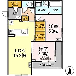 Le Trefle 2LDKの間取図画像