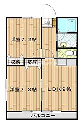 ライオンズハイツ1号館 2LDKの間取図画像