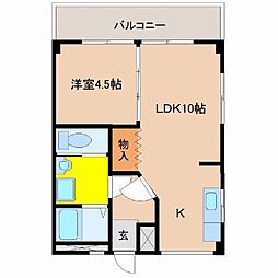 シーフレイバーハイム 1LDKの間取図画像