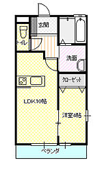 ウィル松屋 1階1LDKの間取り