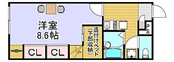 アルバトラモント早良 1Kの間取図画像
