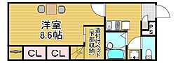 アルバトラモント早良 1Kの間取図画像