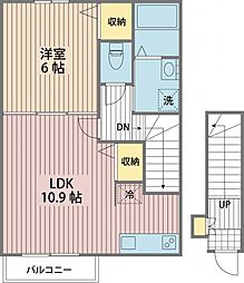 グレースランド 2階1LDKの間取り