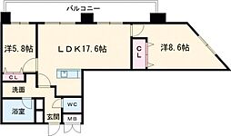 ラ・シック辛島 2LDKの間取図画像