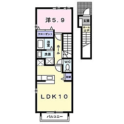 バーミィガーデンA 1LDKの間取図画像