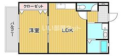 トレゾア湯川新町A棟 1LDKの間取図画像