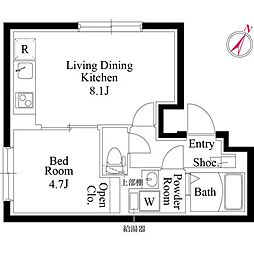 ルリアン西新宿 4階1LDKの間取り