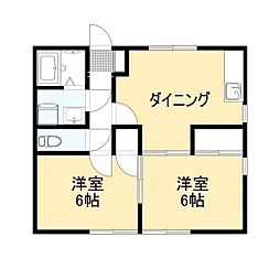 リバーサイドヒルズ 2DKの間取図画像
