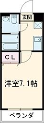 アステール鴻之台 1Kの間取図画像