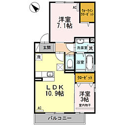 ボヌールサイA 2LDKの間取図画像