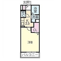 ガノスA 1Kの間取図画像