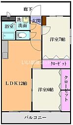 ドミール 2LDKの間取図画像