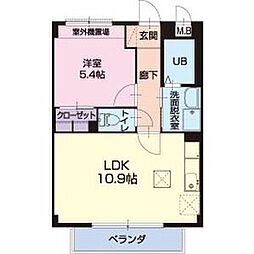 ティエールF 1LDKの間取図画像
