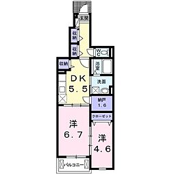 スカイレオ 2DKの間取図画像