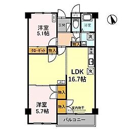 メゾン中村 2LDKの間取図画像