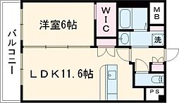 JR豊肥本線 水前寺駅 徒歩4分の賃貸マンション 11階1LDKの間取り