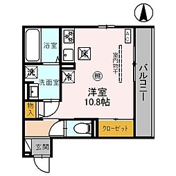 マヌール 1階ワンルームの間取り