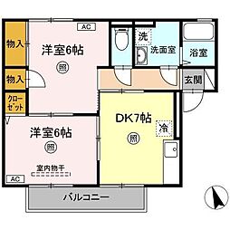 パストラル米原　A棟 1階2DKの間取り