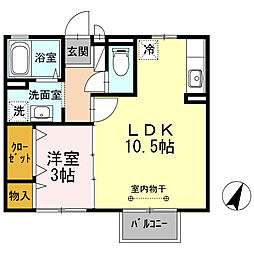 エスポワールA 1LDKの間取図画像