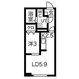 メリディアン国見駅前四番館 1LDKの間取図画像