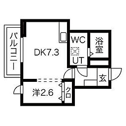 メリディアン中山吉成 2階1DKの間取り