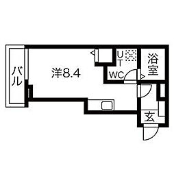 メリディアン中山吉成 3階ワンルームの間取り
