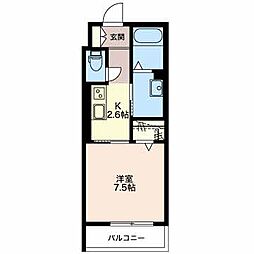 リラッサンテ野々市 1Kの間取図画像