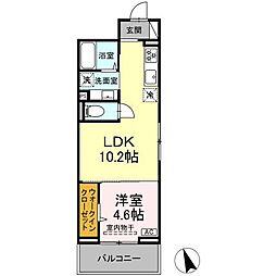 甲府市武田2丁目アパート 1LDKの間取図画像