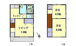 東武小泉線 西小泉駅 徒歩25分の賃貸一戸建て 1階3Kの間取り