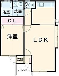 ブレース直江B 1LDKの間取図画像