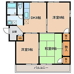 キャラメルハウスC 3DKの間取図画像