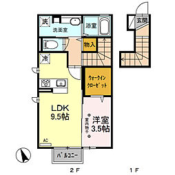 フェルムB 1LDKの間取図画像