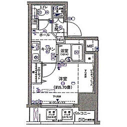 シンシア蒲田ステーションプラザ 10階1Kの間取り