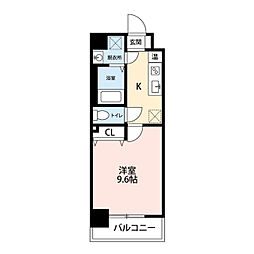 パークハイツ長岡 1Kの間取図画像